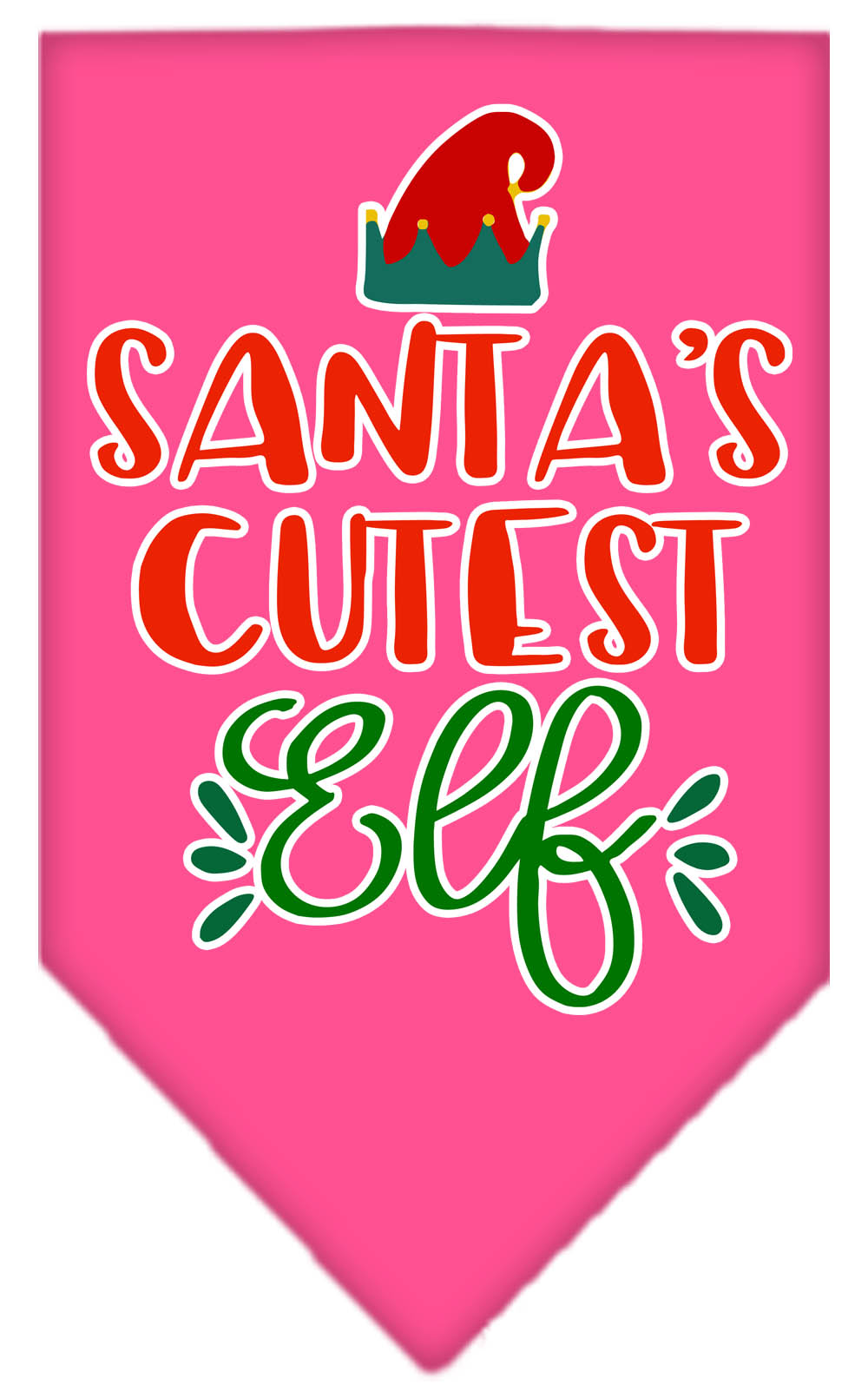 Santa's Cutest Elf Screen Print Bandana Bright Pink Small